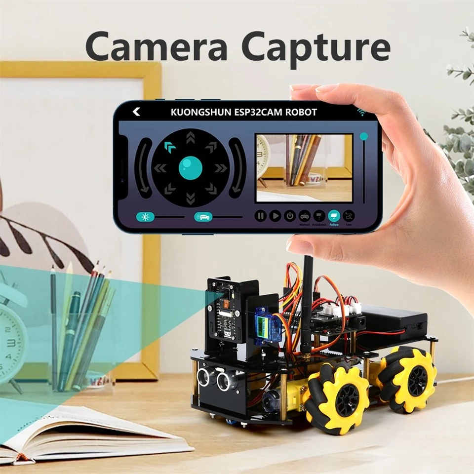 KUONGSHUN ESP32 Cam Smart Robot Car ESP32 Camera Robotics Starter Kit For Arduino